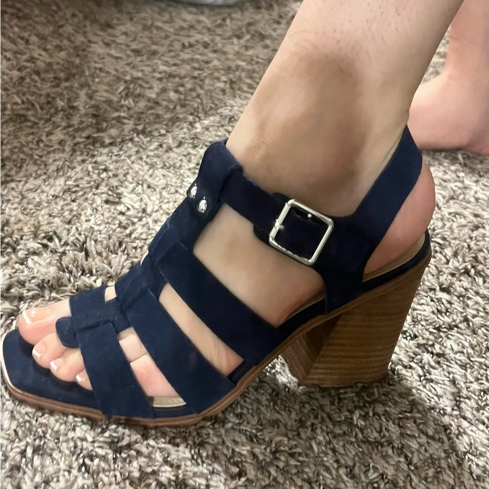 Marc Fisher Navy Heeled Sandals sz8